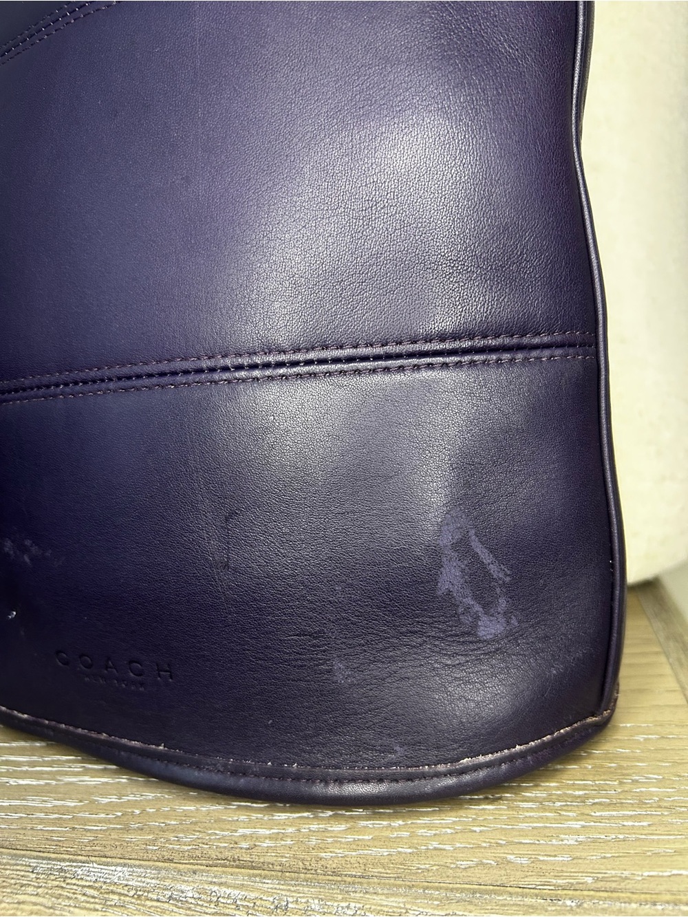 COACH Vintage Tribeca Purple Glove-Tanned Leather Bleeker Bucket Shoulder Bag - Picture 5 of 13